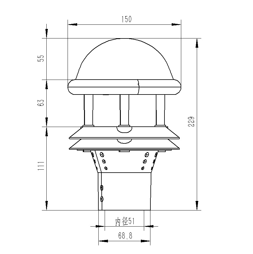 光學雨量傳感器 產品尺寸圖